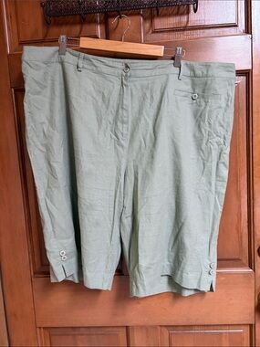 MG Women Light Sage Green Linen Blend Bermuda Shorts Size 3X